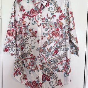 Chico's No Iron Multicolor Paisley Button Down Shirt